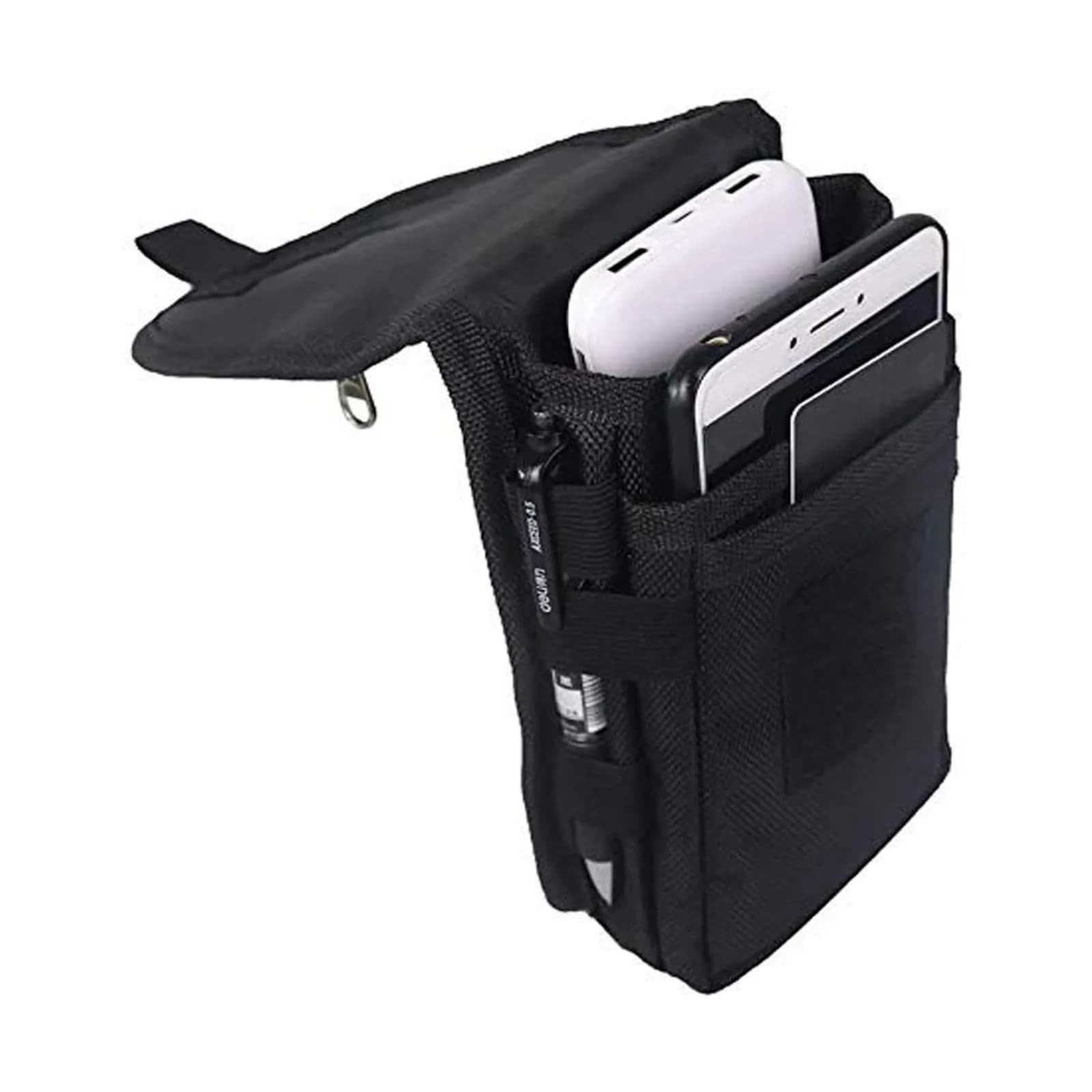 Senvitate Dual Cell Phone Pouch Holster for Men Belt | Black Oxford Nylon, 2-Pack