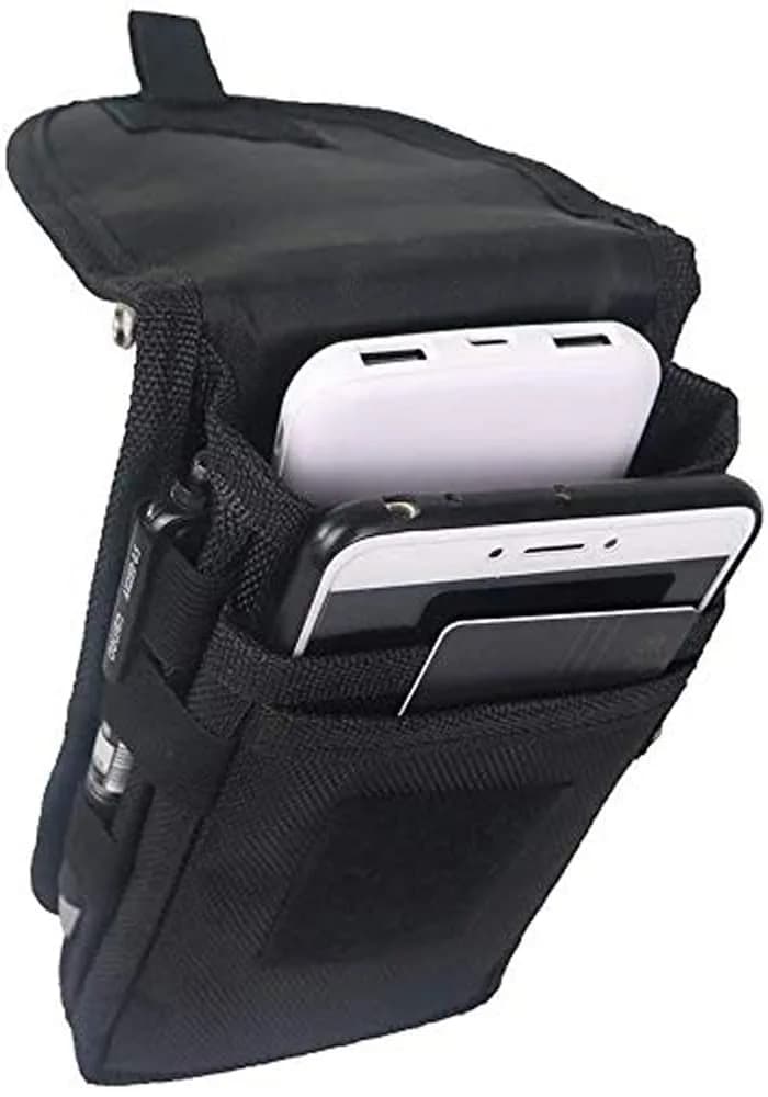 Senvitate Dual Cell Phone Pouch Holster for Men Belt | Black Oxford Nylon, 2-Pack - view 8
