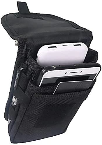 Senvitate Dual Cell Phone Pouch Holster for Men Belt | Black Oxford Nylon, 2-Pack thumbnail 8
