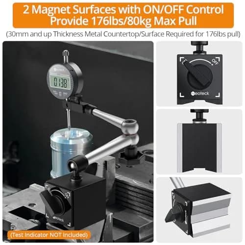 Neoteck Magnetic Base Stand for Dial Indicator, 80kg Tensile Force, Steel, 14.1" Height thumbnail 3