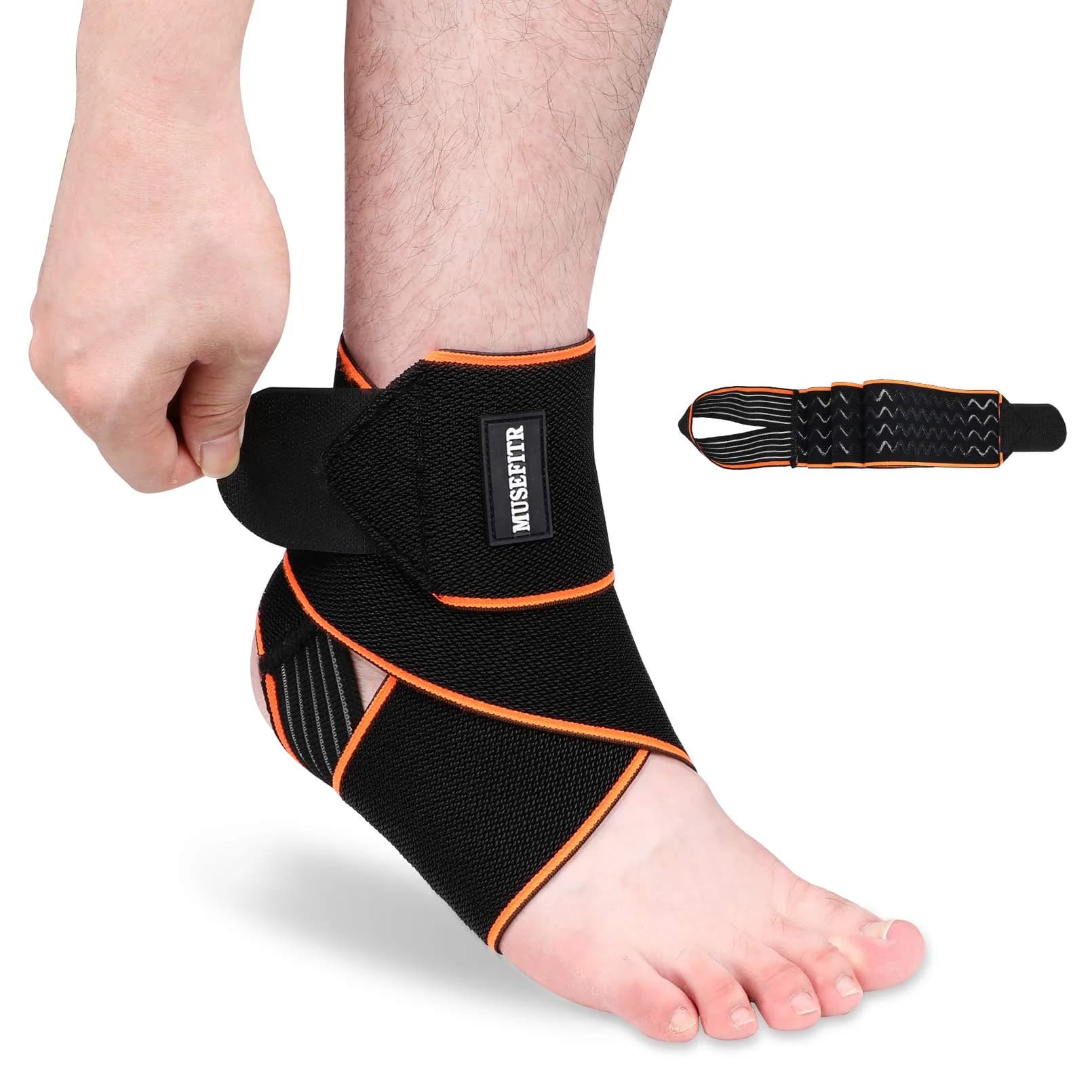MUSEFITR Ankle Brace Wrap for Women & Men | Adjustable Support for Sprains & Pain Relief — 1 Pair