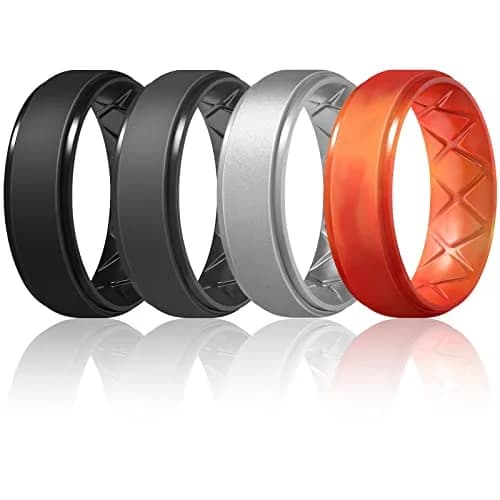 Egnaro Men's Silicone Wedding Rings Multipack | 8.5mm Wide, 2mm Thick, Set of 7 thumbnail 1