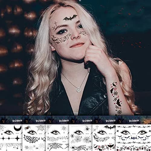 Adonisaon Temporary Tattoos Day of the Dead 12 Sheets | Halloween Face & Body Decals Waterproof thumbnail 4