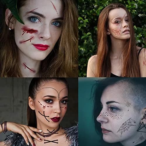 Adonisaon Temporary Tattoos Day of the Dead 12 Sheets | Halloween Face & Body Decals Waterproof thumbnail 5