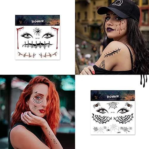 Adonisaon Temporary Tattoos Day of the Dead 12 Sheets | Halloween Face & Body Decals Waterproof thumbnail 6