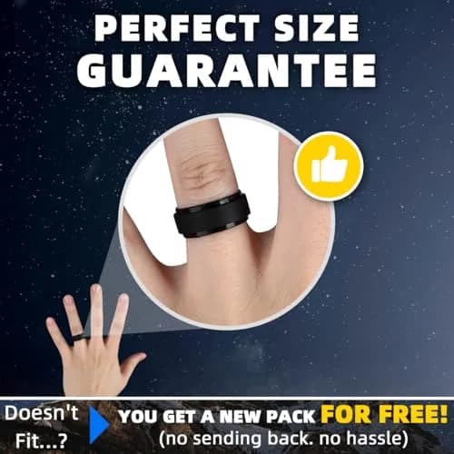 Egnaro Men's Silicone Wedding Band 8.5mm Wide (Size 9.5-10) | Hypoallergenic Breathable Inner Arc thumbnail 6