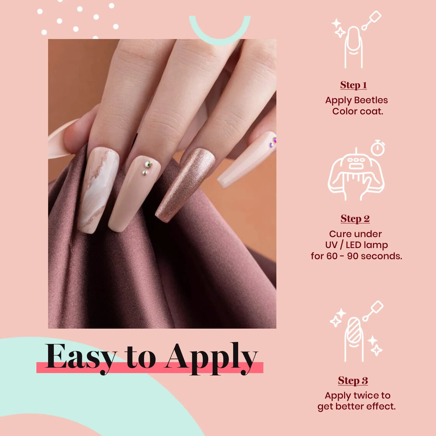 Beetles 54-Light Nude Gel Nail Polish - Sheer Pink ia256, 15ml (0.5 Fl Oz) | Authentic USA Import for Indian Salons - view 3