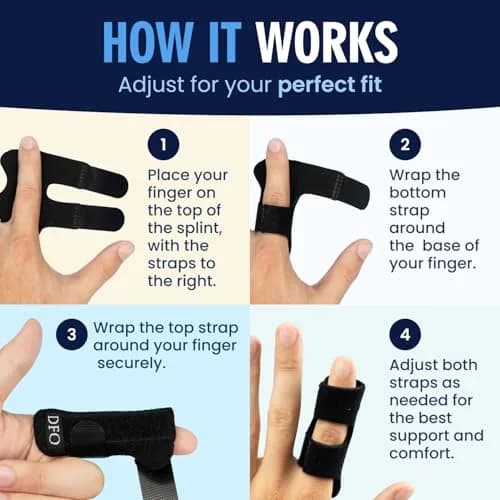 Dr. Frederick's Original Trigger Finger Splints Regular Black 2 ct | Supports Finger Pain & Stiffness thumbnail 5