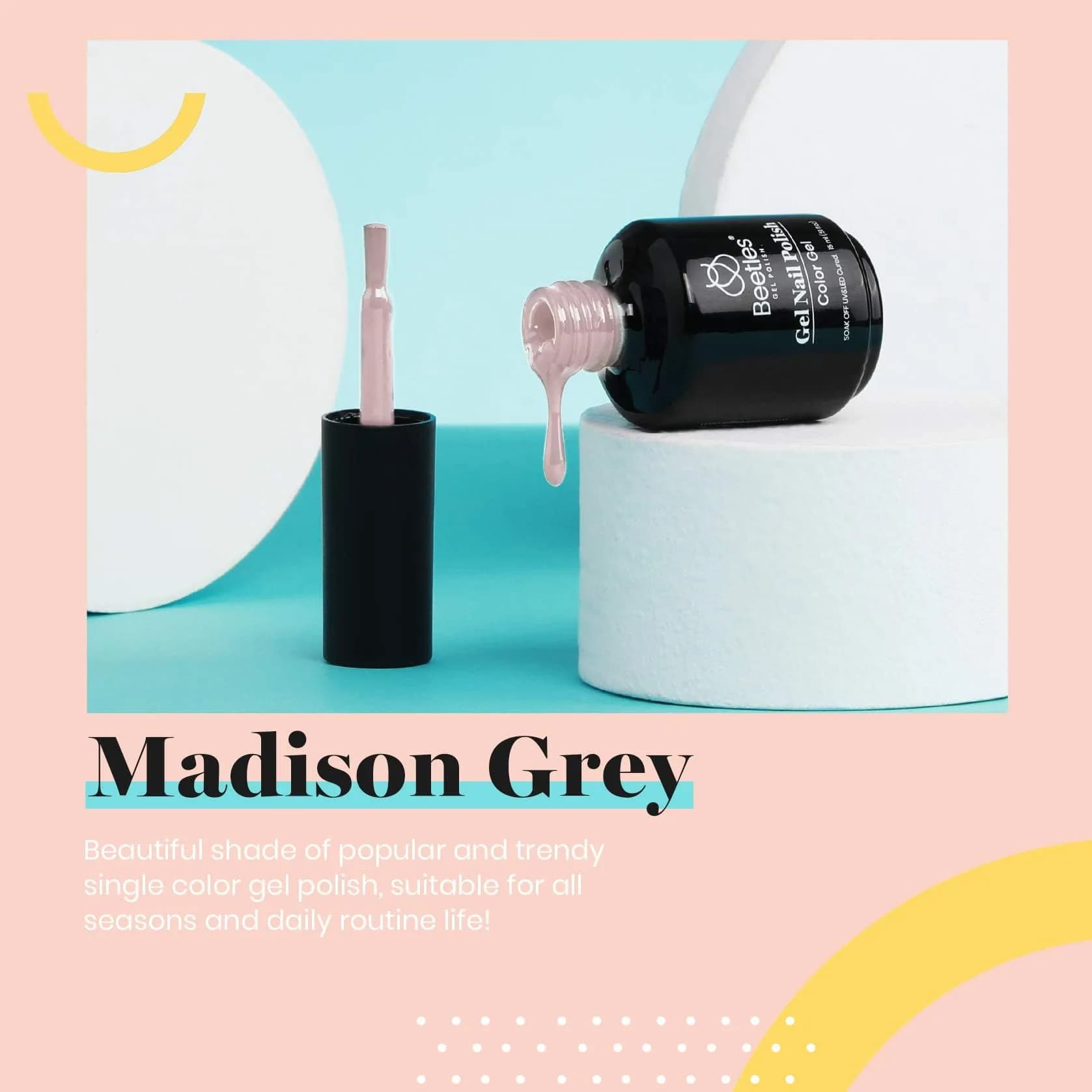 Beetles Nude Gel Nail Polish Grey Taupe 15ml | Neutral Grey Taupe Summer Gel Polish - view 2