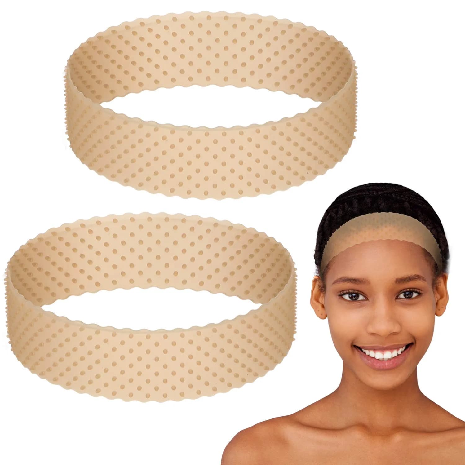WILLBOND Silicone Wig Grip Band No Slip Elastic, M; Light Brown | Secure & Comfortable Wig Hold — Light Brown