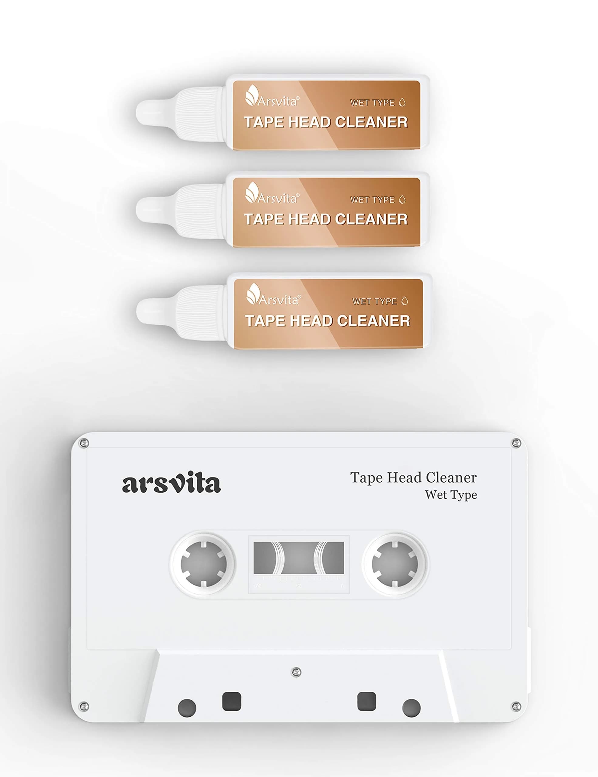 Arsvita Audio Cassette Head Cleaner Kit with 3 Solutions | Reusable Tape Cleaner for Home, Car, Portable Players - main product image