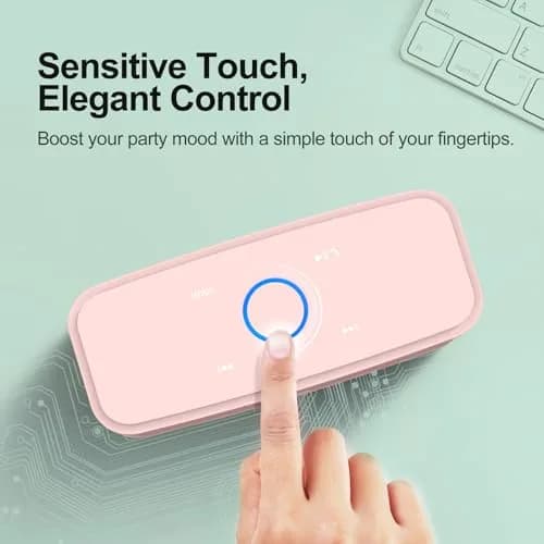 DOSS SoundBox Touch Portable Wireless Bluetooth Speaker - 12W HD Sound, 20H Playtime, Light Pink | IPX5 Water-Resistant thumbnail 3