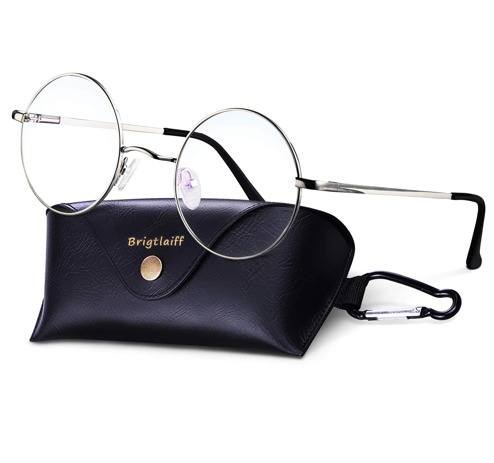 Brigtlaiff Blue Light Blocking Glasses for Men Women | 95% Blue Light Filter, Unisex Style, Silver Frame — C. Silver Frame With Glasses Case