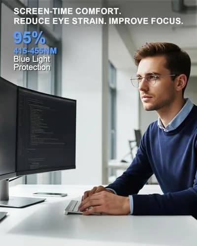 Brigtlaiff Blue Light Blocking Glasses for Men Women | 95% Blue Light Filter, Unisex Style, Silver Frame thumbnail 2