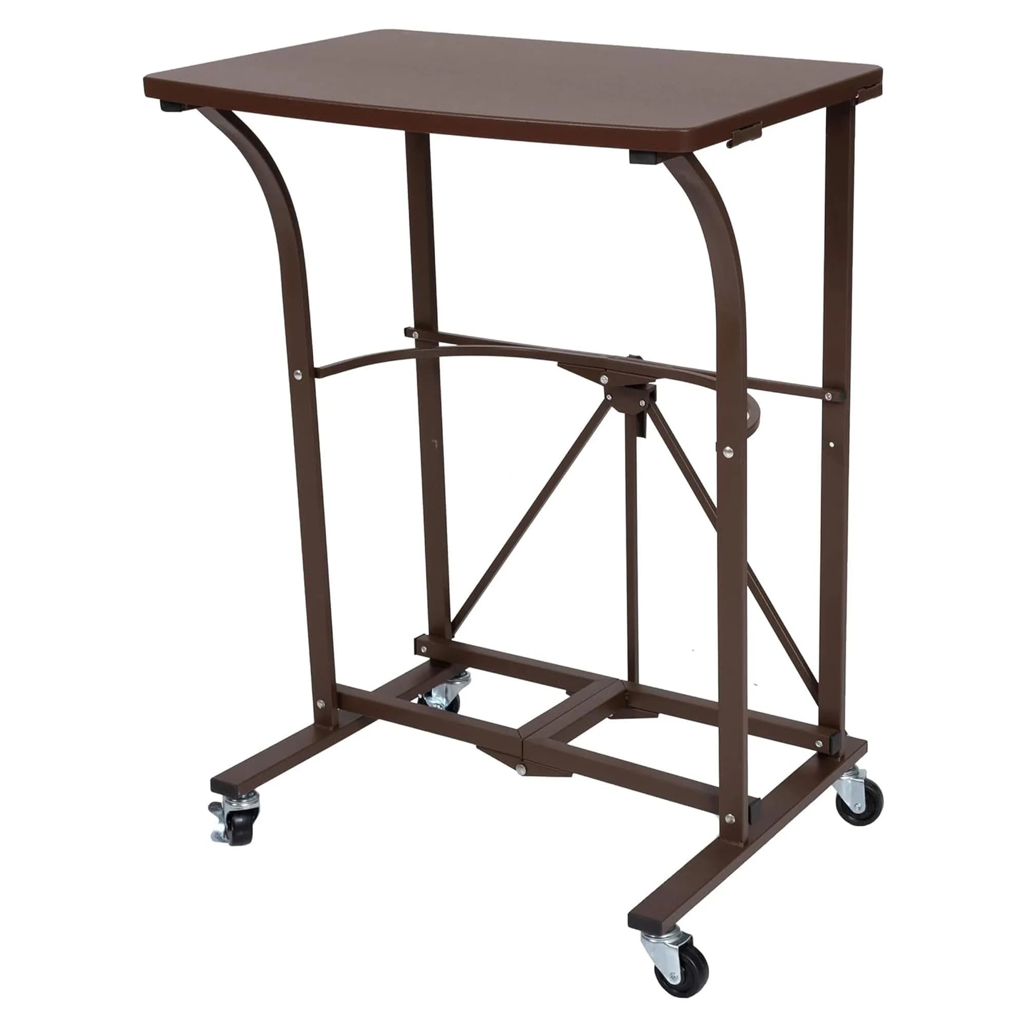 Origami RDP Small Foldable Laptop Trolley, Portable Desk with Wheels, Vintage Bronze | Compact, Mobile & Durable