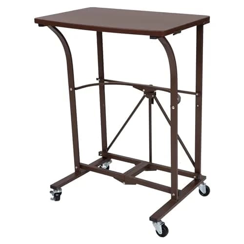 Origami RDP Small Foldable Laptop Trolley, Portable Desk with Wheels, Vintage Bronze | Compact, Mobile & Durable thumbnail 1