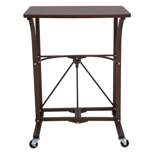 Origami RDP Small Foldable Laptop Trolley, Portable Desk with Wheels, Vintage Bronze | Compact, Mobile & Durable thumbnail 4