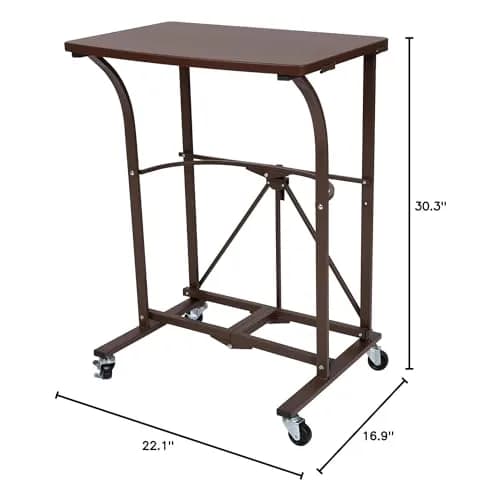 Origami RDP Small Foldable Laptop Trolley, Portable Desk with Wheels, Vintage Bronze | Compact, Mobile & Durable thumbnail 2
