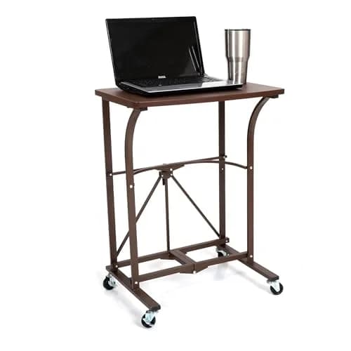 Origami RDP Small Foldable Laptop Trolley, Portable Desk with Wheels, Vintage Bronze | Compact, Mobile & Durable thumbnail 3