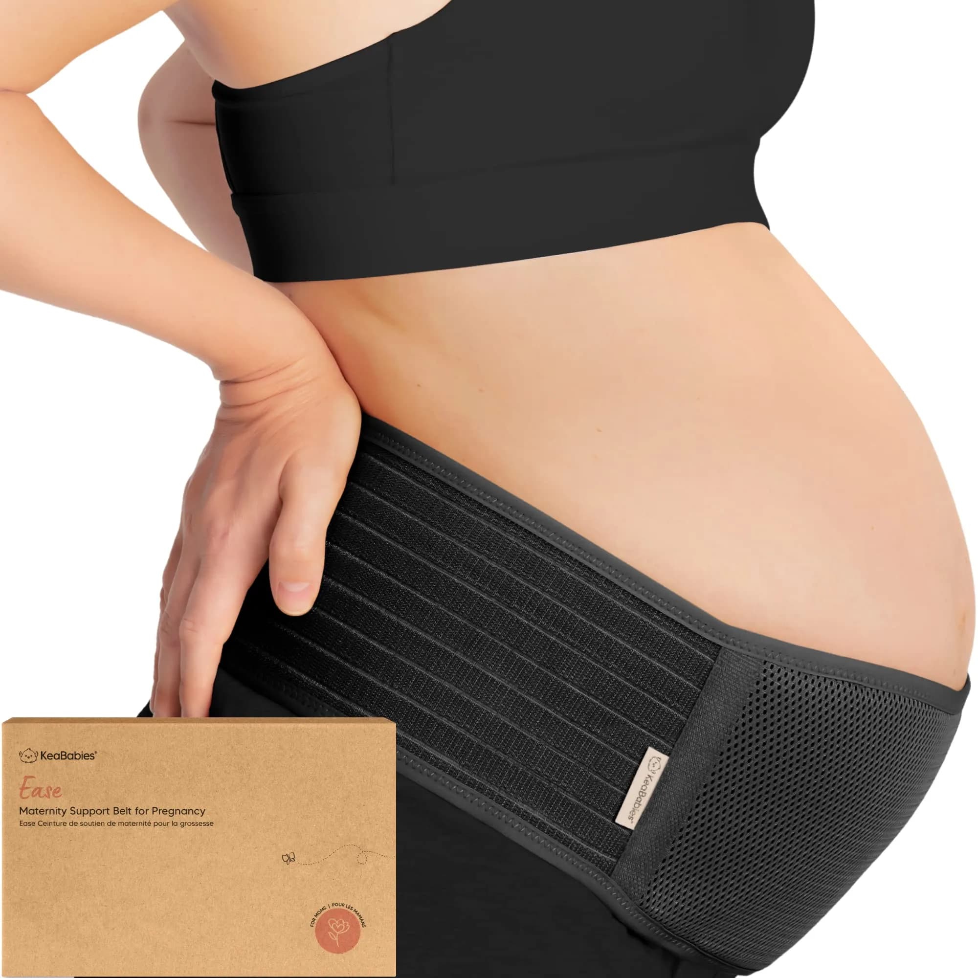 KeaBabies Maternity Belly Band XL Black | 360° Ergonomic Support for Pregnancy & Postpartum - main product image