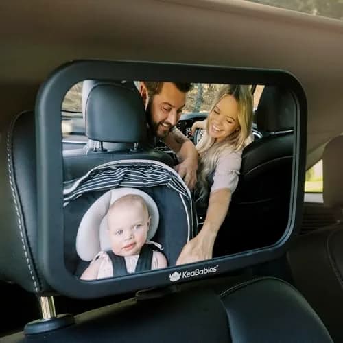 KeaBabies Baby Car Seat Mirror, Wide View, Shatterproof (Sleek Black) | 360° Adjustable, Crystal Clear, Easy Install thumbnail 9