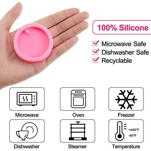 Boao 4 Pcs Round Keychain Molds Silicone Circle Epoxy Molds 5 cm Diameter | DIY Pendant Clay Keychains thumbnail 5
