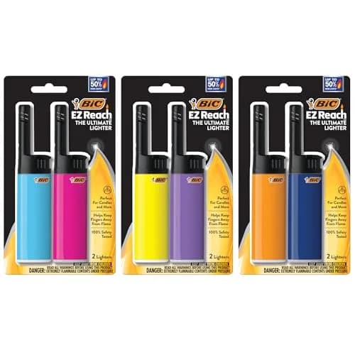 BIC EZ Reach Candle Lighter 6 Count Pack | Child-Resistant, Assorted Colors, 1.45-inch Wand for Candles & Grills thumbnail 1