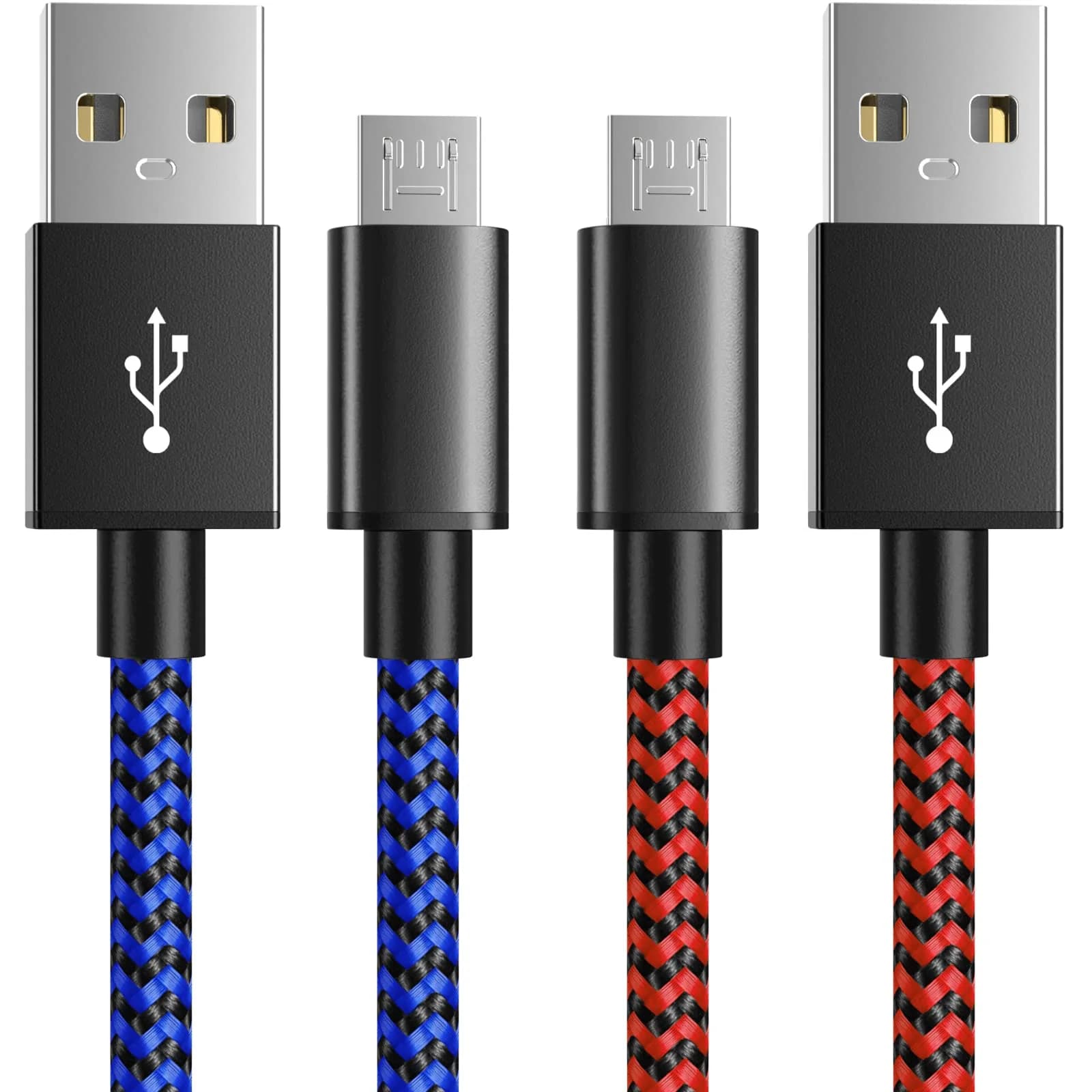 6amLifestyle PS4 Controller Charger Cable 2 Pack 10ft | Braided Nylon Micro USB Cord for PlayStation 4, Xbox One, Android Phones