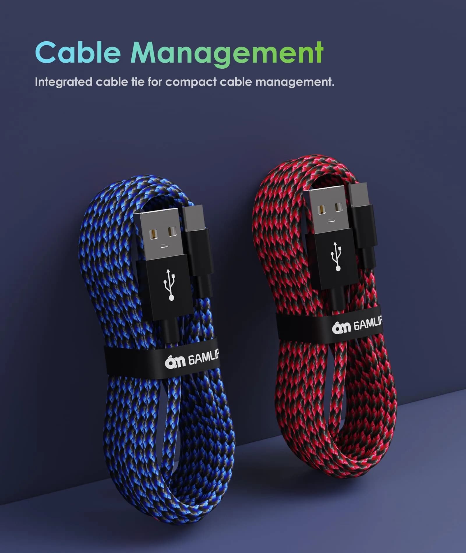6amLifestyle PS4 Controller Charger Cable 2 Pack 10ft | Braided Nylon Micro USB Cord for PlayStation 4, Xbox One, Android Phones - view 4