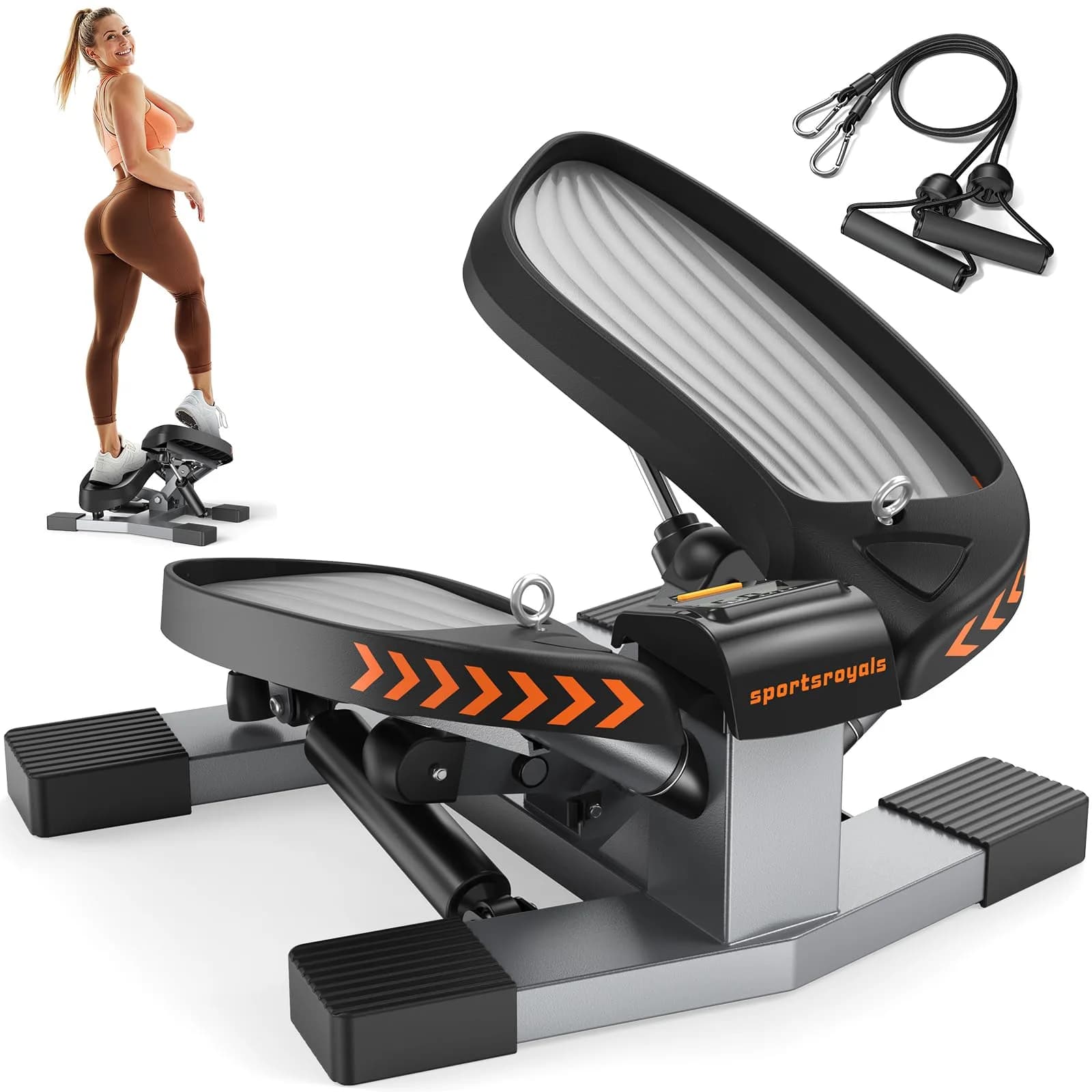 Sportsroyals Twist Stepper with Resistance Bands | 660LBS Capacity, Quiet, Durable