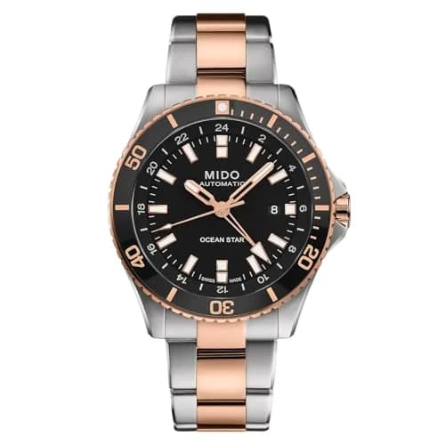 MIDO Ocean Star GMT - Swiss Automatic Watch for Men - 44mm Stainless Steel Case with Two-Tone Ceramic Rotating Bezel - Black Dial - Two-Tone Stainless Steel Bracelet thumbnail 1