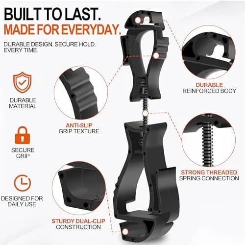 NANHONG Glove Clips 3-Pack Heavy Duty Work Glove Holders with Interlock Belt Clip | Red thumbnail 4