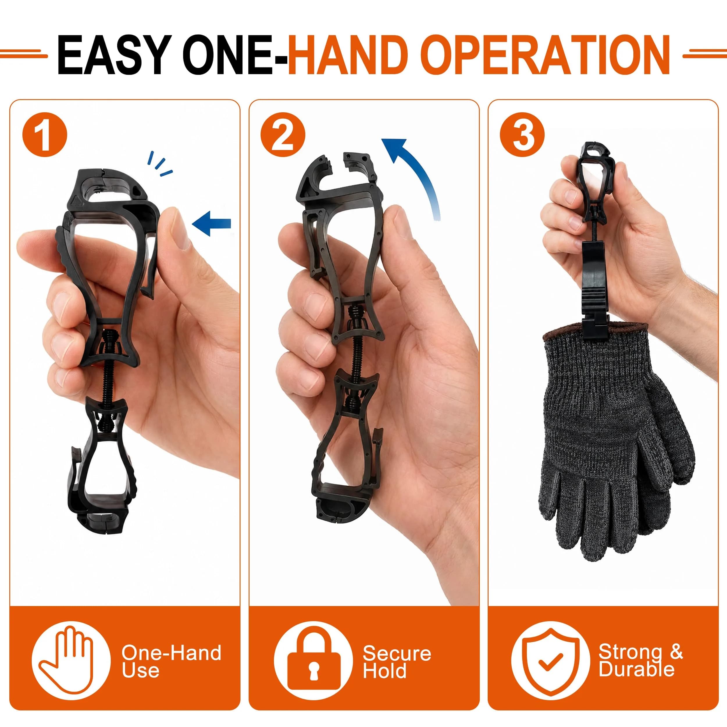 NANHONG Glove Clips 3-Pack Heavy Duty Work Glove Holders with Interlock Belt Clip | Red - view 8