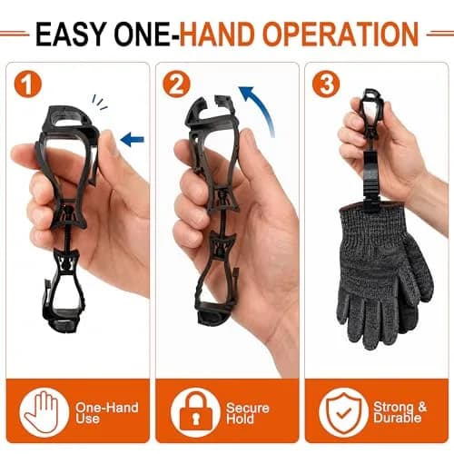 NANHONG Glove Clips 3-Pack Heavy Duty Work Glove Holders with Interlock Belt Clip | Red thumbnail 8