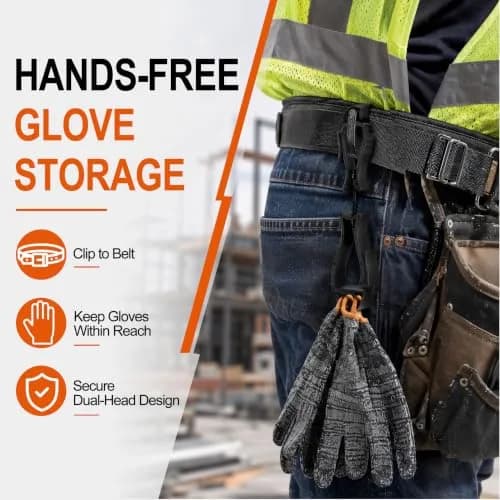 NANHONG Glove Clips 3-Pack Heavy Duty Work Glove Holders with Interlock Belt Clip | Red thumbnail 2