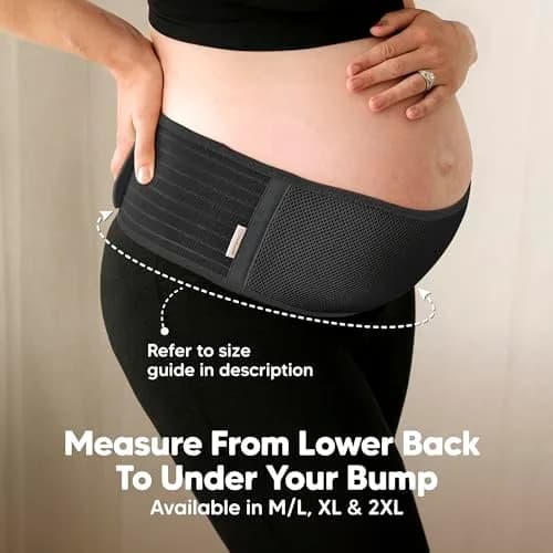 KeaBabies Pregnancy Belly Band M/L Black | 360° Ergonomic Support for Lower Back Pain & Pelvic Stability thumbnail 5
