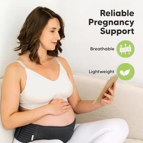 KeaBabies Pregnancy Belly Band M/L Black | 360° Ergonomic Support for Lower Back Pain & Pelvic Stability thumbnail 2