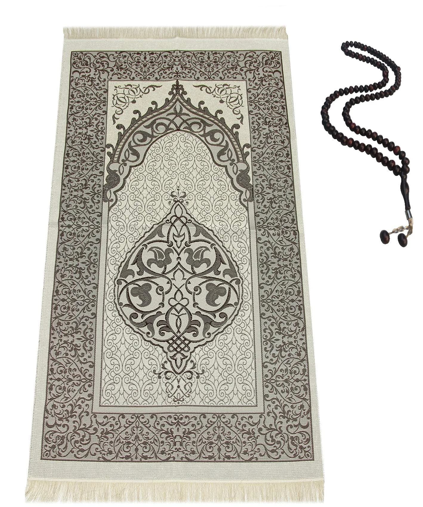 BAYKUL Muslim Prayer Rug Ottoman Design 115cm x 68cm | Handmade Turkish Velvet Prayer Mat for Men & Women