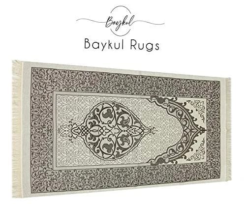 BAYKUL Muslim Prayer Rug Ottoman Design 115cm x 68cm | Handmade Turkish Velvet Prayer Mat for Men & Women thumbnail 4