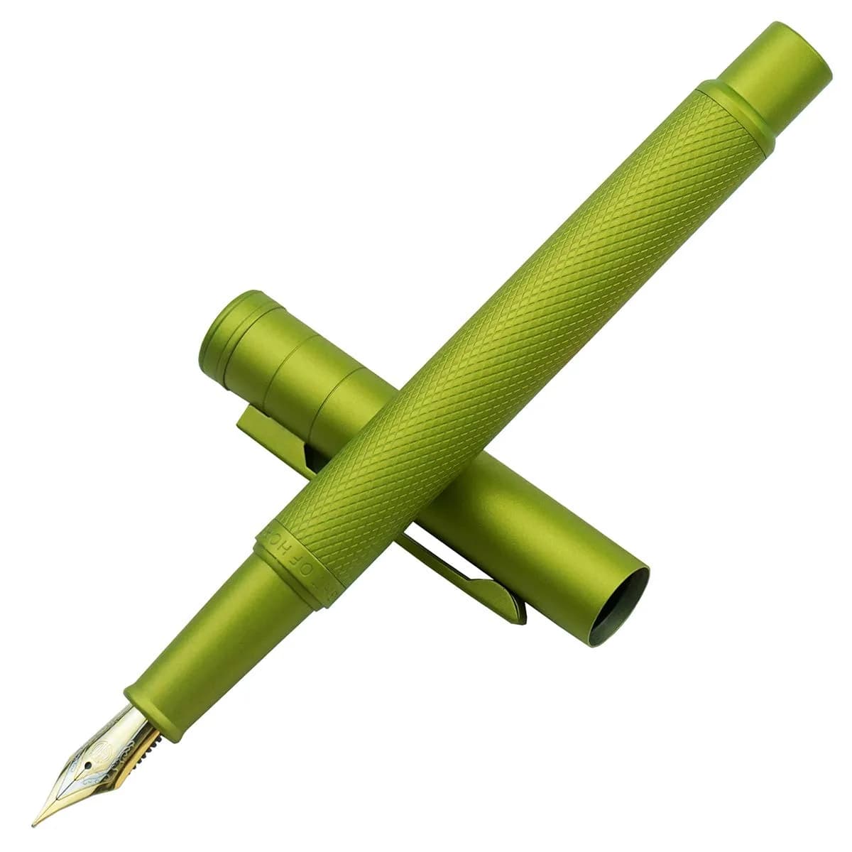 erofa Green Fountain Pen with Fine Nib (F Nib) and Silver Aluminum Alloy Body, 135mm - main product image