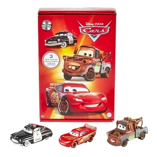 Mattel Disney Pixar Cars Radiator Springs 3-Pack Die-cast Toy Cars & Trucks with Lightning McQueen, Mater & Sheriff | Authentic USA Import thumbnail 1