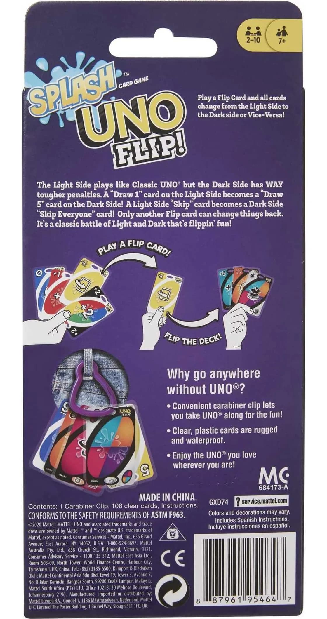 Mattel Games UNO Flip! Splash Card Game with Water-Resistant Cards (2-Pack) - view 6