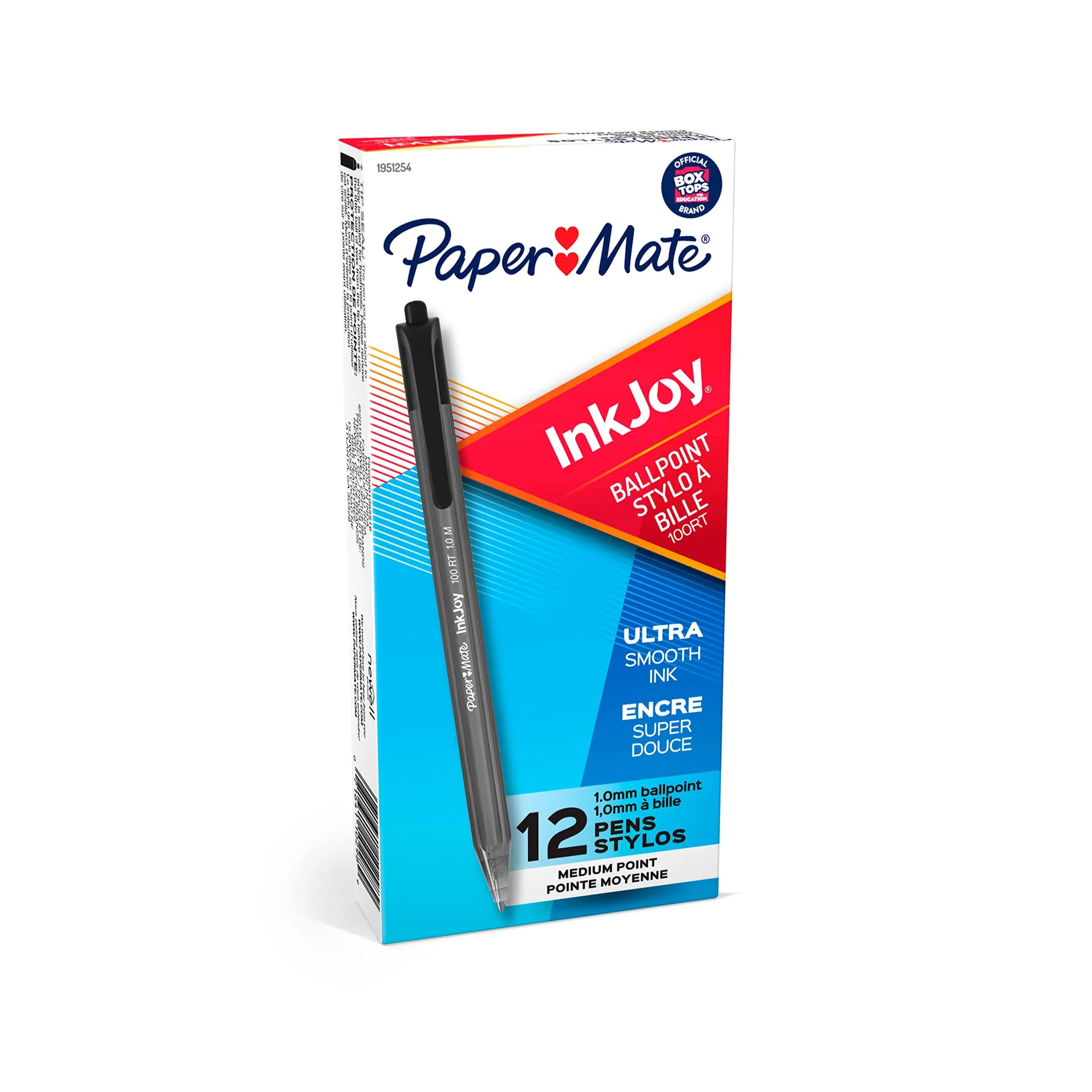Paper Mate InkJoy 100RT Retractable Ballpoint Pens, Medium Point, Black, Box of 12 | Smooth Ink & Reliable Lines — Black