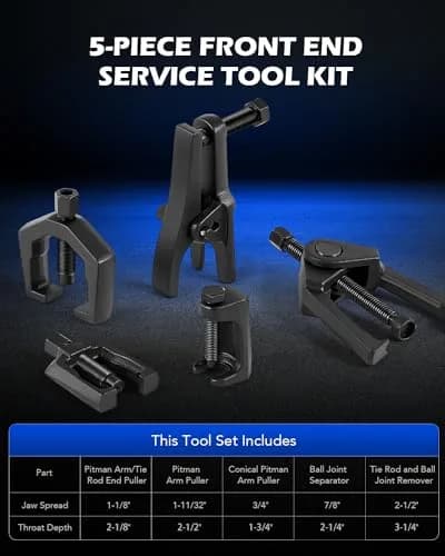 Orion Motor Tech Ball Joint Separator, Tie Rod End Tool Set, Pitman Arm Puller | Heavy-Duty Alloy, 5 Tools, Portable ABS Case thumbnail 2
