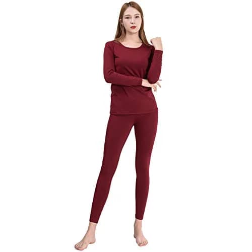 FITEXTREME Womens MAXHEAT Fleece Long Johns Thermal Underwear Basic Burgundy S | Soft Cotton Fabric for Cold Weather (70-120 chars) thumbnail 2