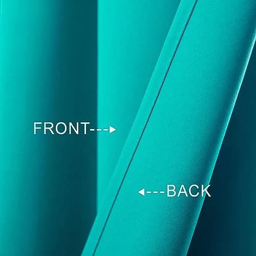 Mrs.Naturall Turquoise Blackout Short Curtains 36 Inch | Modern Microfiber, 2 Panels, Bedroom & Kitchen thumbnail 7