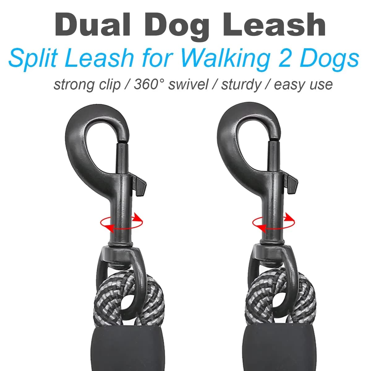 Mycicy Heavy Duty Double Dog Leash Coupler for Two Large Dogs | Tangle-Free 33" Extension - view 5