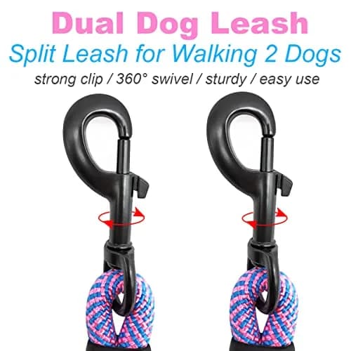 Mycicy Pinkblue Double Dog Leash Coupler 1.27cm (1/2") D x 83.82cm (33") L | Tangle-Free Dual Lead for Large Dogs thumbnail 5
