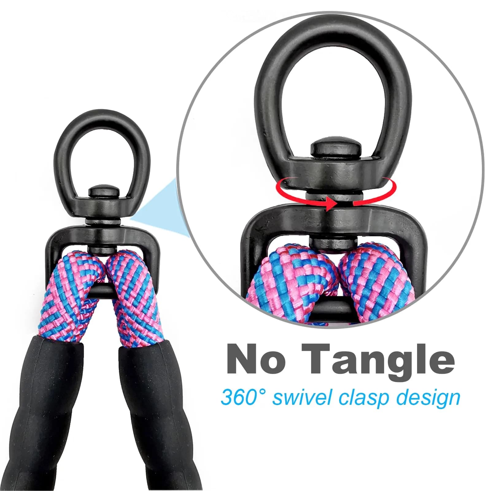 Mycicy Pinkblue Double Dog Leash Coupler 1.27cm (1/2") D x 83.82cm (33") L | Tangle-Free Dual Lead for Large Dogs - view 4