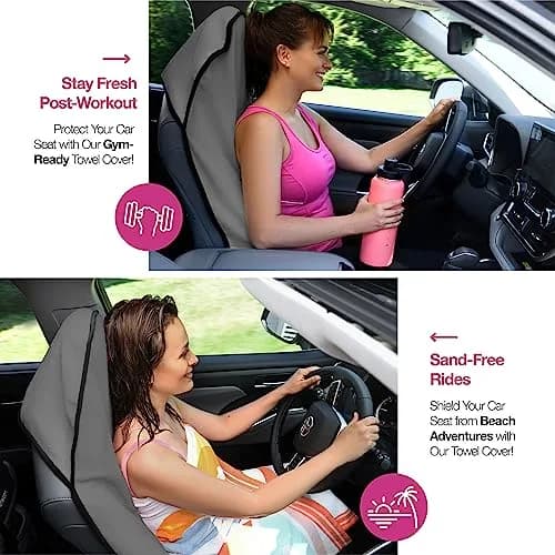 lebogner Waterproof Sweating Car Seat Cover 29.5”x56” | Universal Fit, Anti-Slip, Machine Washable, Grey thumbnail 3